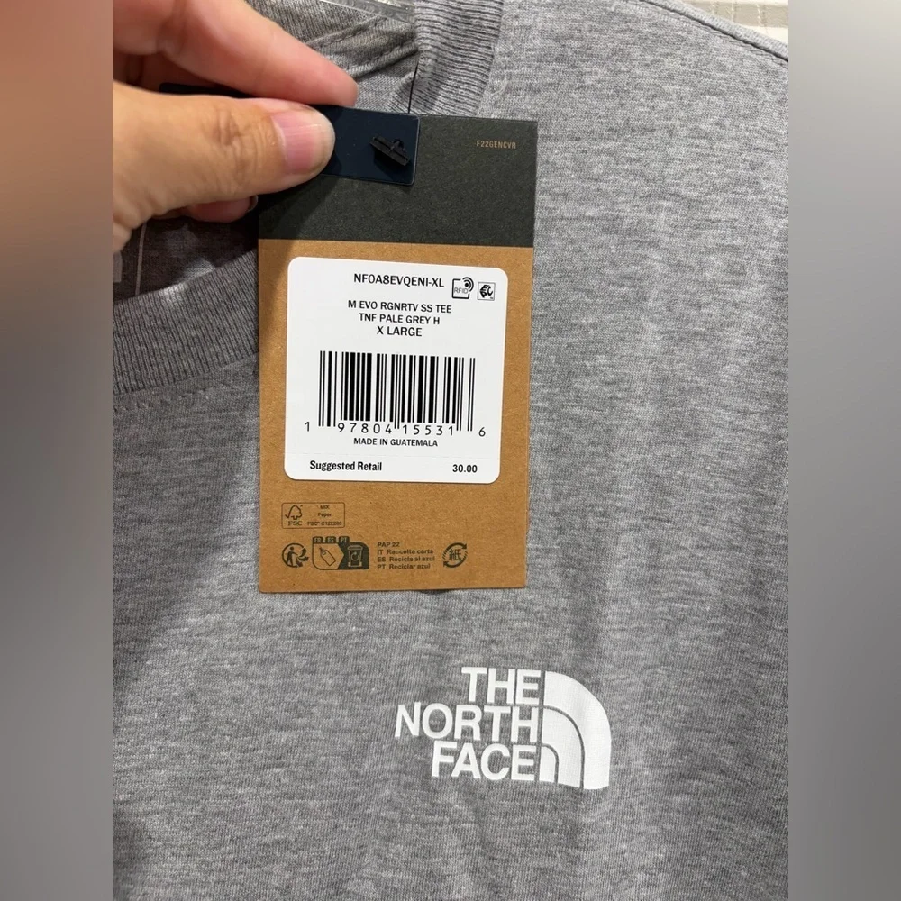 The North Face Men’s XL Evolution Regenerative Ink Box Short-Sleeve Tee Grey NWT